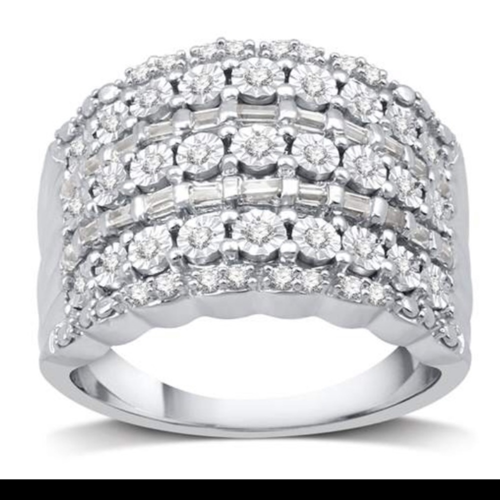 BAGUETTE DIAMOND RING 1/2 CTTW BY DECARAT SZ 9